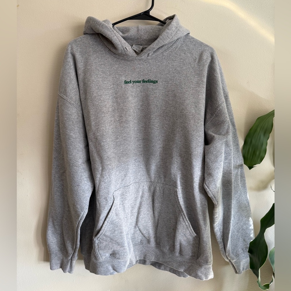 gildan - feel your feelings gray hooded sweatshirt